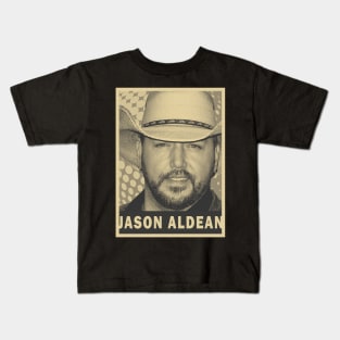 Jason Aldean //brown cream //retro art (exlusive) smile Kids T-Shirt